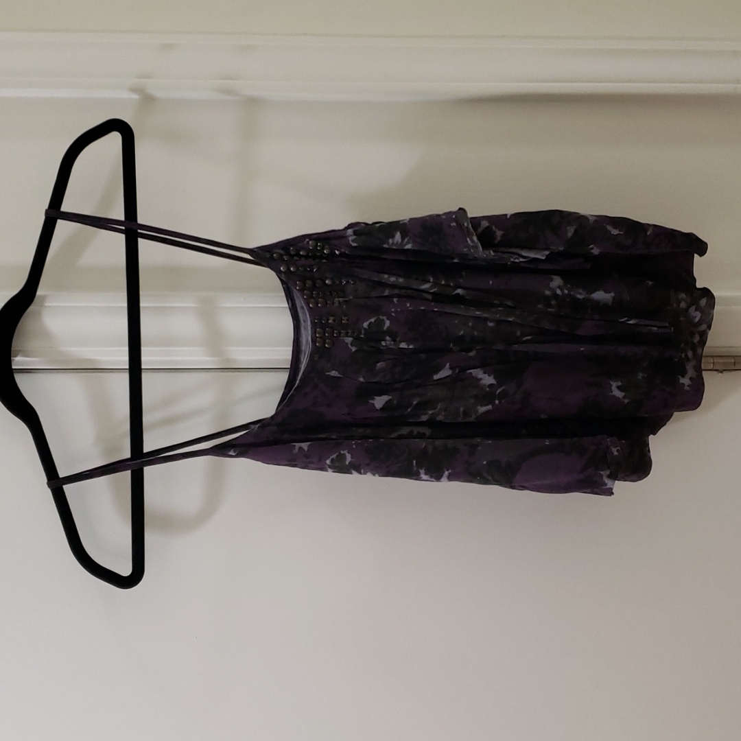 Urban Outfitters Kimchi Blue Tank Top Sz M Purple Black Beaded 100% Viscose
